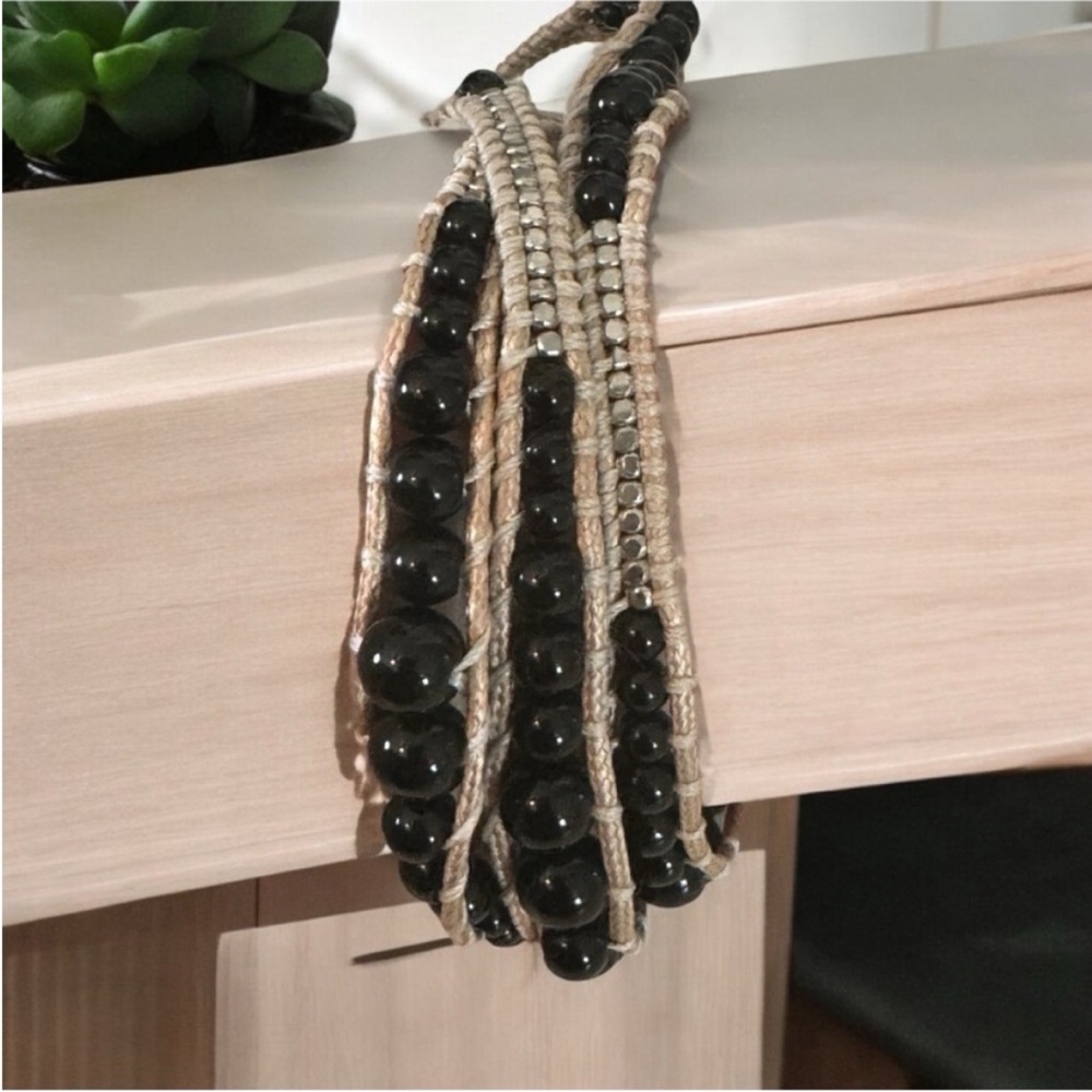 Bindy USA Black and Silver Beaded Wrap Bracelet